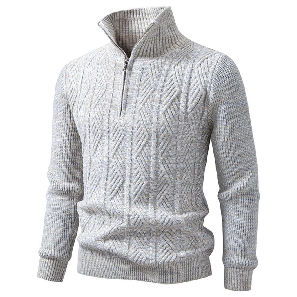 Men's Half Zip Pullover Sweater Warm Knit Long Sleeve Sweater for Fall Winter Casual Wear