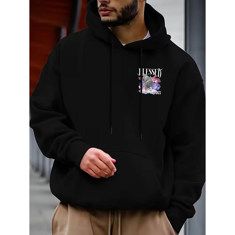 Men s Hooded Sweatshirt, Polyester Fabric, Warm Long Sleeve Pullover Hoodie S