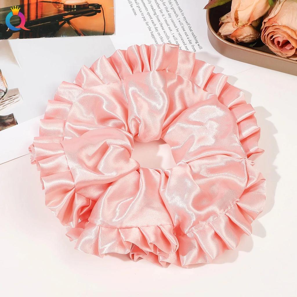 Ins Oversized Satin Scrunchies French Romantic Elastic Hair Bands Ponytail Holder Hair Rope Ties Women Girls Hair Accessories