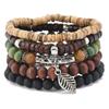 5-Piece Personalized Fashion Beaded Wood Bead Leaf Bracelet