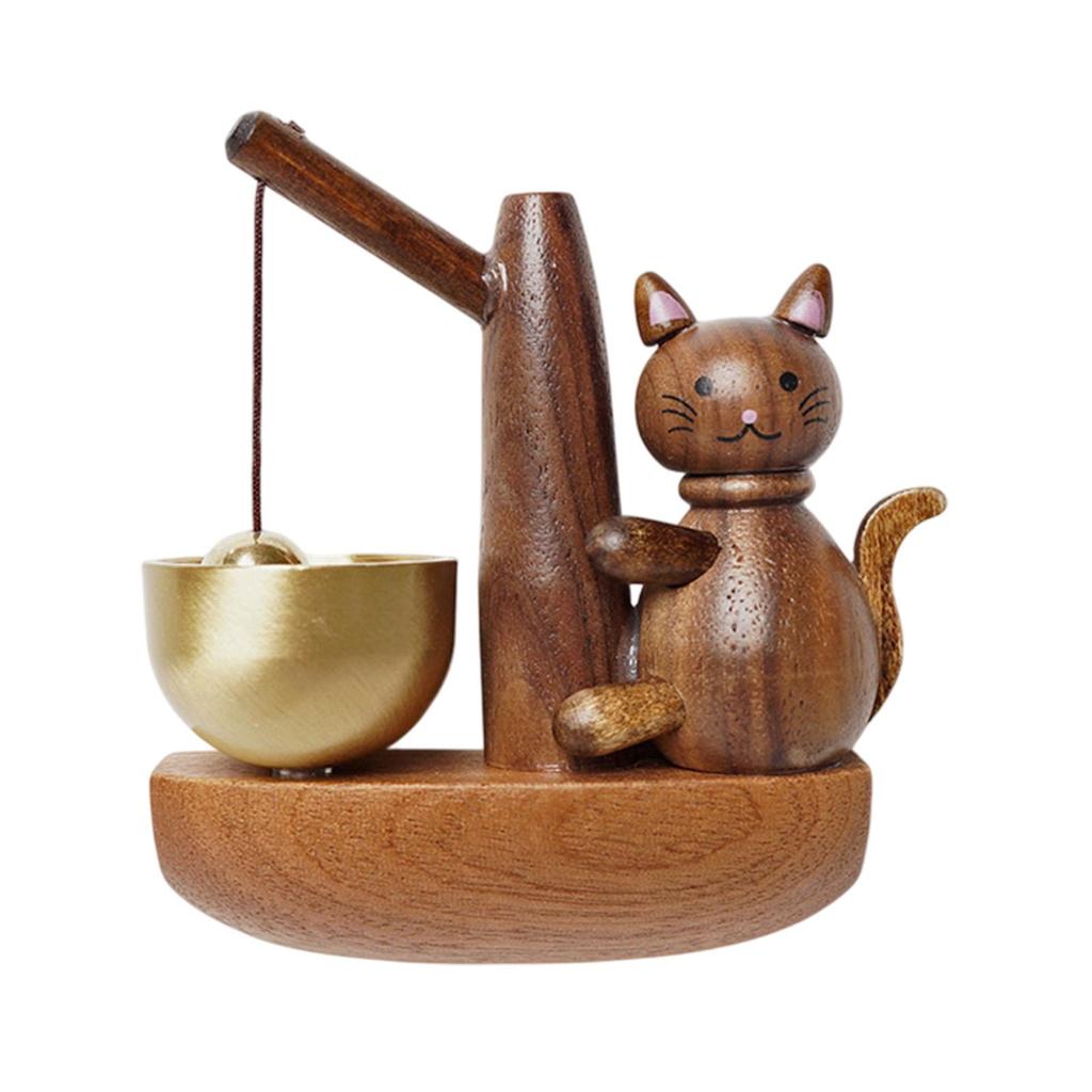 Cat Door Chime Entry Chime Decorative Shopkeepers Bell Wood Doorbell Wind Chime for Restaurant Refrigerator Office Store Porch