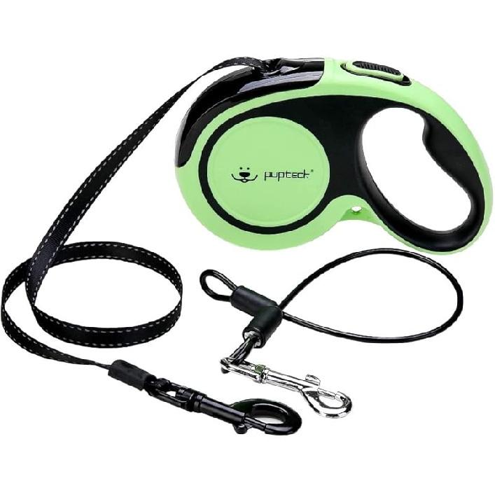 PUPTECK Retractable Dog Leash with Anti-Chewing Steel Wire, 360°Tangle-Free Pet Walking Leash for Small Medium Large Dogs, Heavy Duty Up To 110lbs,