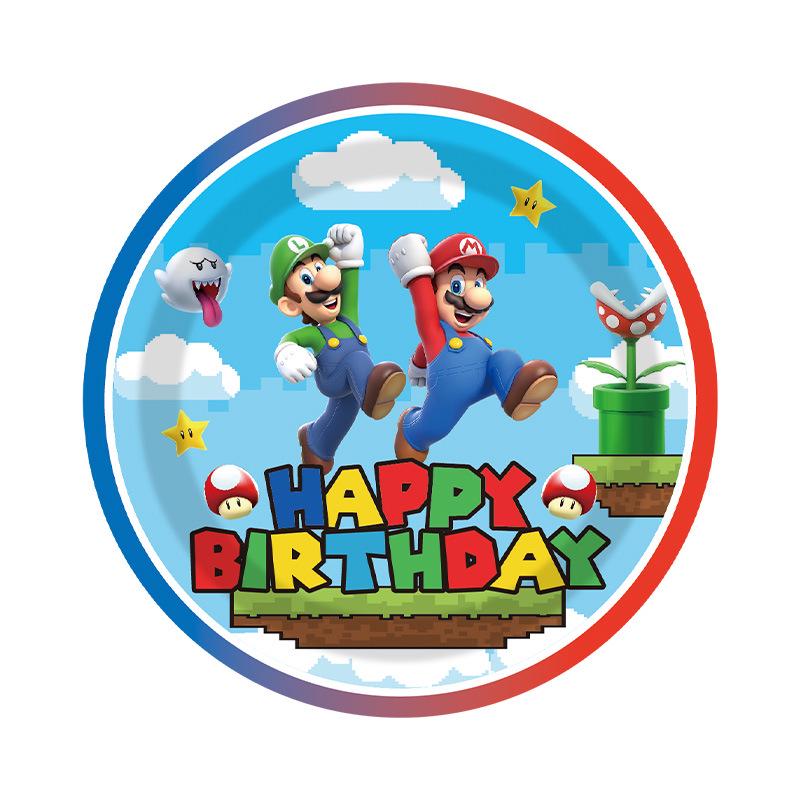 Mario Theme Disposable Paper Cups & Plates Set for Birthday Parties