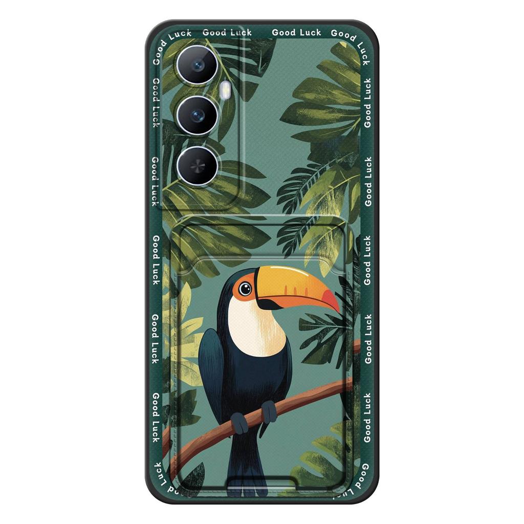 Cartoon Cute Phone Case For Realme C65 TPU Card Slot Graffiti Full Wrap Anti-dust Back Cover Silicone Card Bag Soft Case