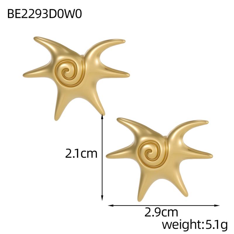 CARLIDANA Ocean Trendy Gold Plated Stainless Steel Fish Starfish Shell Open Ring Link chain Cord Necklace Bracelet Earrings Set