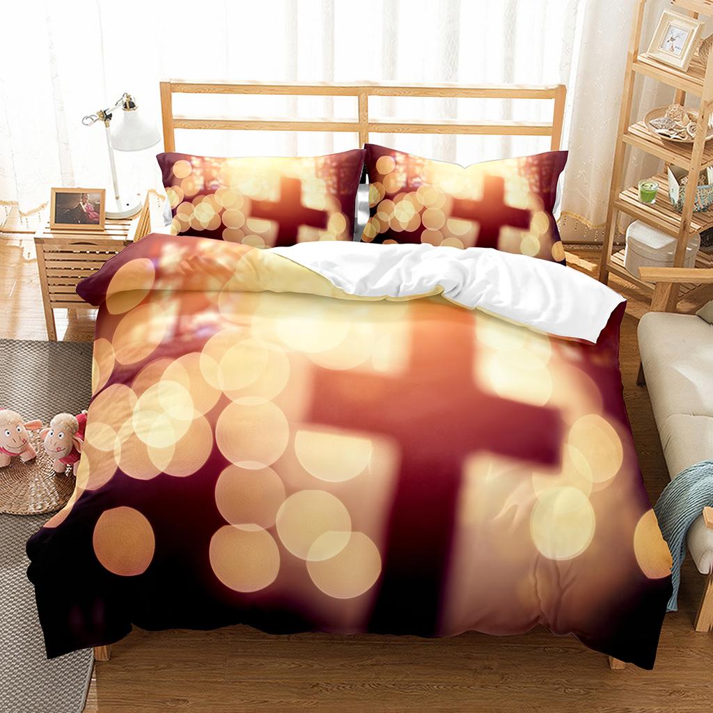 Comforter Christianity Bible Jesus Theme Religion Christian Cross Black Polyester King For Kids Adults