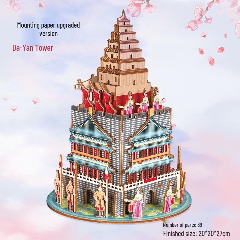 Challenging 3D Wooden Model Puzzle - Ancient Building Design for Adults