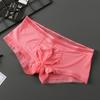 Men Underpants Ice Silk Ultra Thin Low-Rise Lace Solid Color Sexy 3D U Convex Translucent Underwear Panties Briefs for Daily Wear