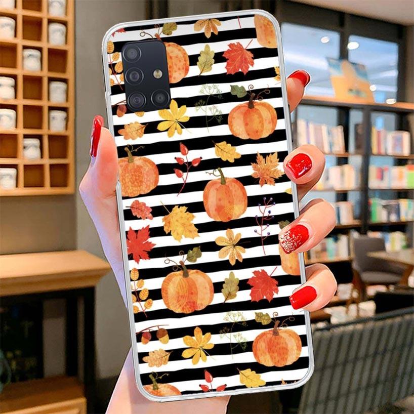 Pumpkin Happy Fall Autumn Cover Phone Case For Samsung Galaxy A12 A22 A32 A52 A72 A02S Phone Case Note 20 Ultra 10 S10 Plus A51