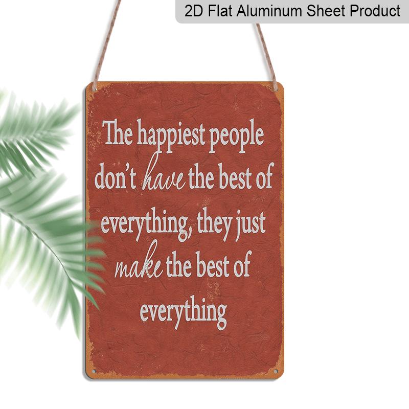 

2D Flat 1pc Vintage Metal Wall Art Sign with Happiness Quote - Rustic Red & Dark Brown Aluminium Decoration Plaque, Office, Cafe Decor - Easy Hang 20*30cm