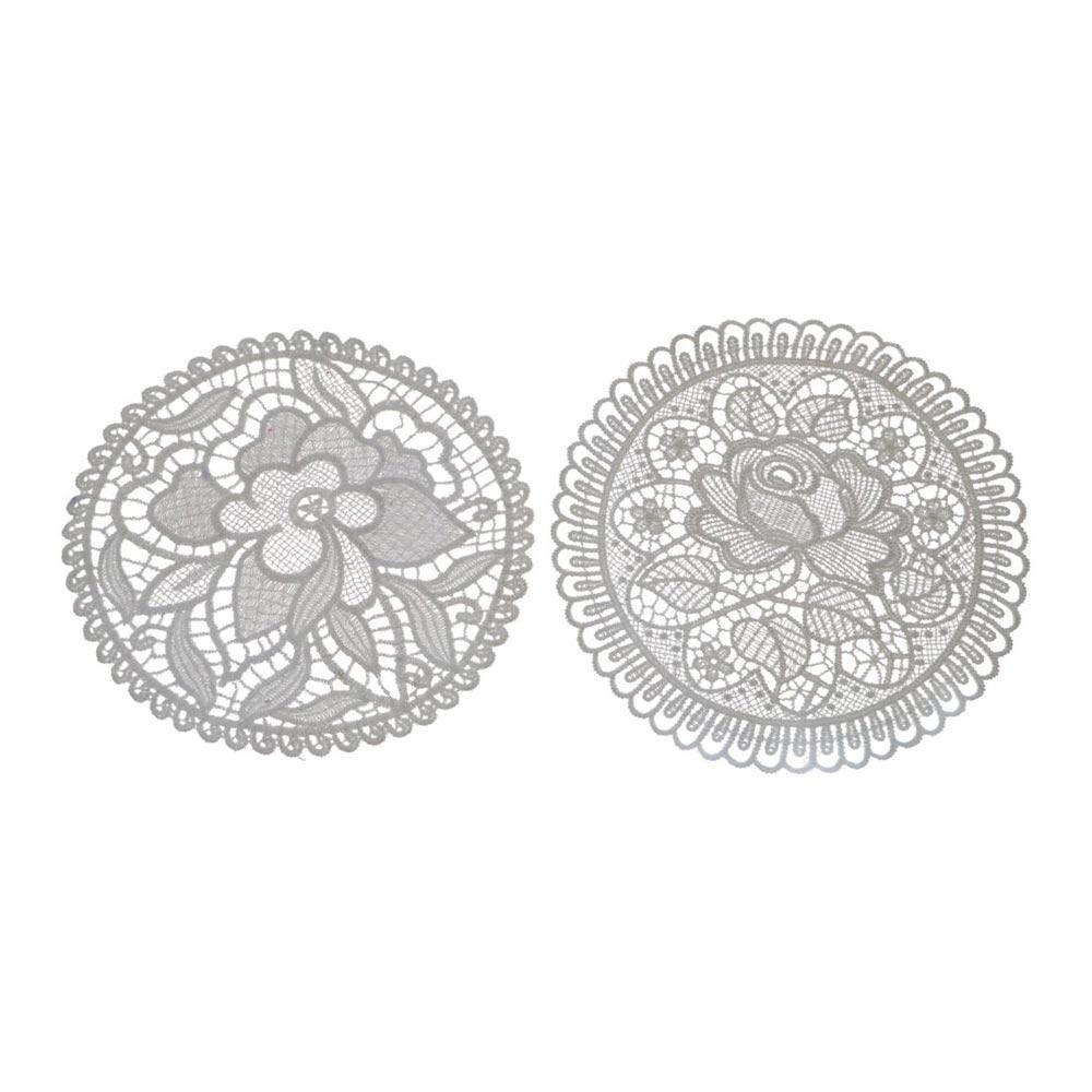 Round White Tablecloth Cup Mat Embroidery Flower Lace Pad Doily Coaster Placemat