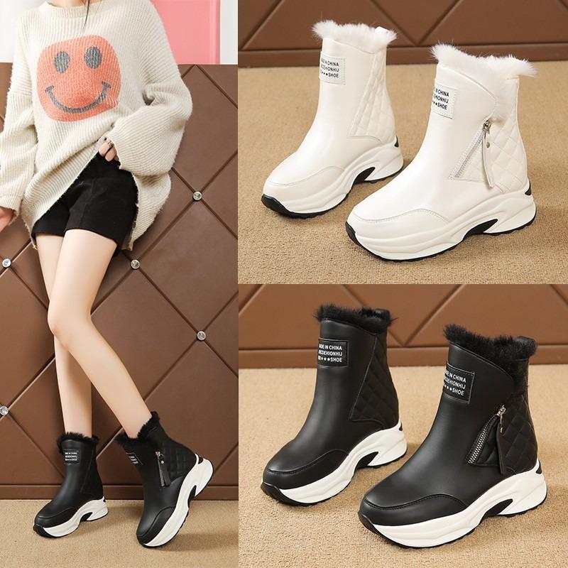 Fashion Platform Snow Boots Women 2025 New Winter All-match Inside Heightening Women's Fleece Thickened Warm Booties