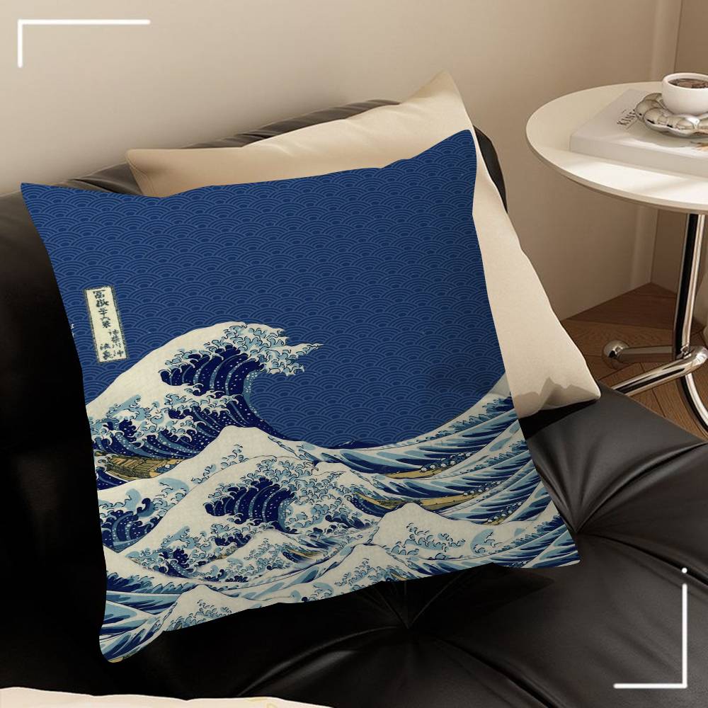 Vintage Ukiyoe The Great Wave Off Kanagawa Pillowcase Toon Gift Cushion Cover Bedroom Home Sofa Chair Seat Decor Pillow Case
