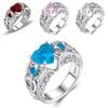 Elegant Women Ladies Rhinestone Princess Heart Shape Jewelry Wedding Ring