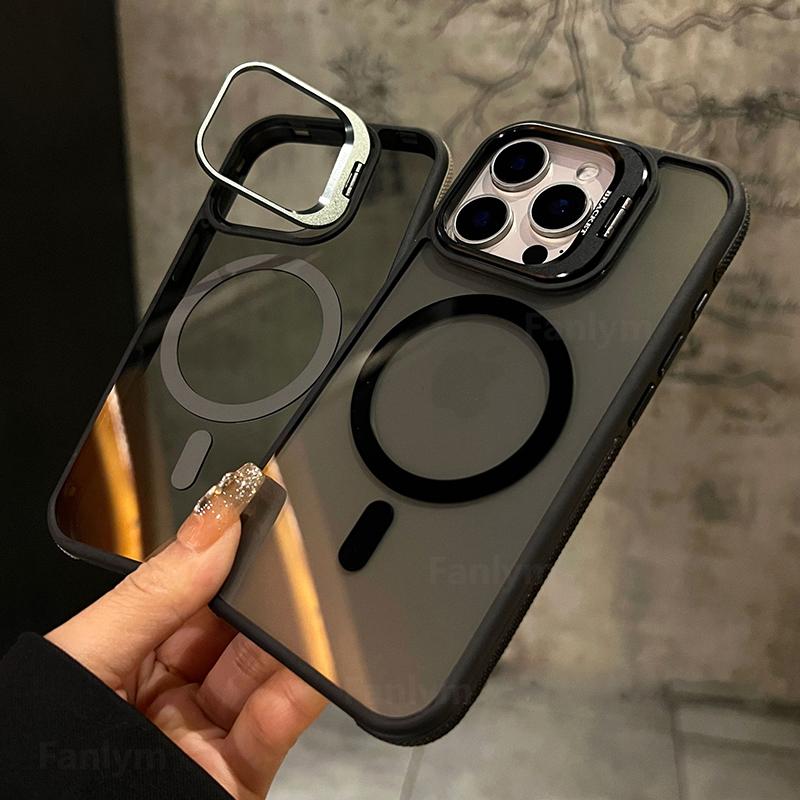 NEW For Magsafe Bicolor Magnetic Case For iPhone 16 15 14 13 12 11 Pro Max Plus Translucency Matte Transparent Stand Cover