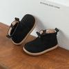 Children's Cotton Shoes Winter New Style Short Boots for Girls All Match Retro Velvet Boy Solid Suede Leather Ankle Boots I08031