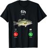 Fish Calling Funny Fishing Graphic Tee Men's Casual Cotton T-Shirt