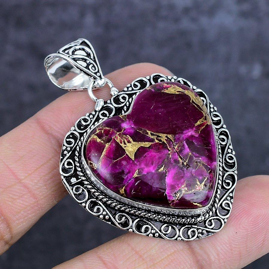 Natural Copper Pink Tourmaline 925 Sterling Silver Jewelry Pendant 2.05" ETC-14056
