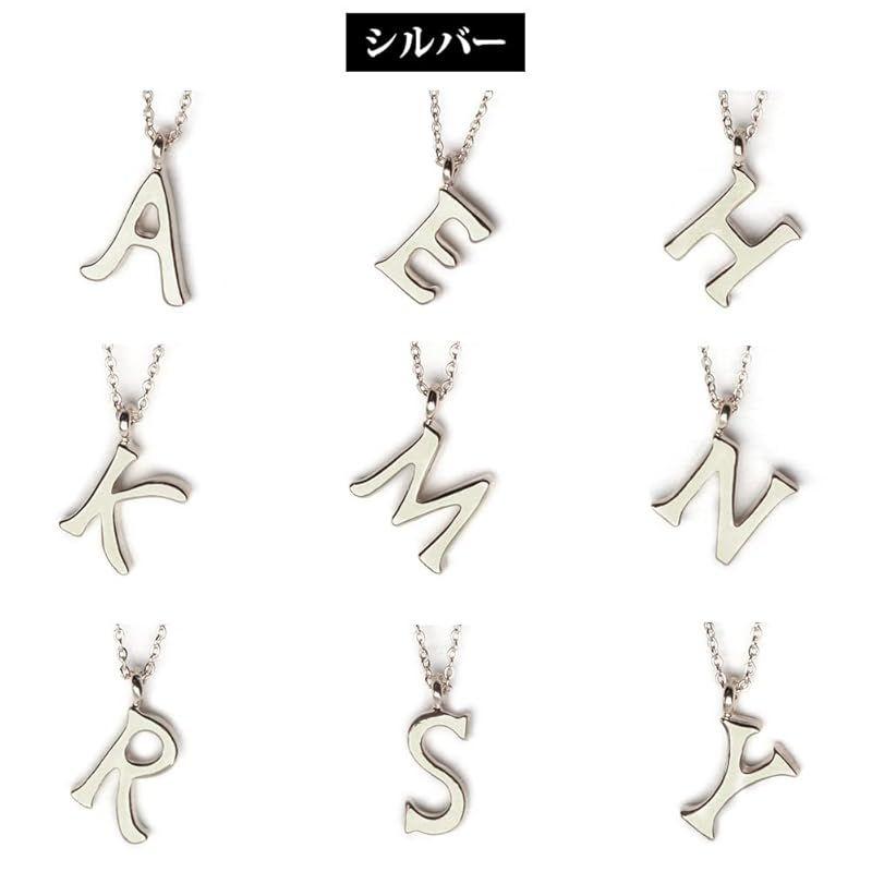 Used [MELODY] Necklace Initial K18 Gold Metal Hypoallergenic Letter Trend Small Simple A E H K M N R S Y OPIN-14 (M-Silver Color) 0