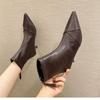 Pointed Toe Ankle Boots Women Fashion Side Zippers Short Boots Female Slim Thin High Heel Winter Women's Short Plush Footwear
