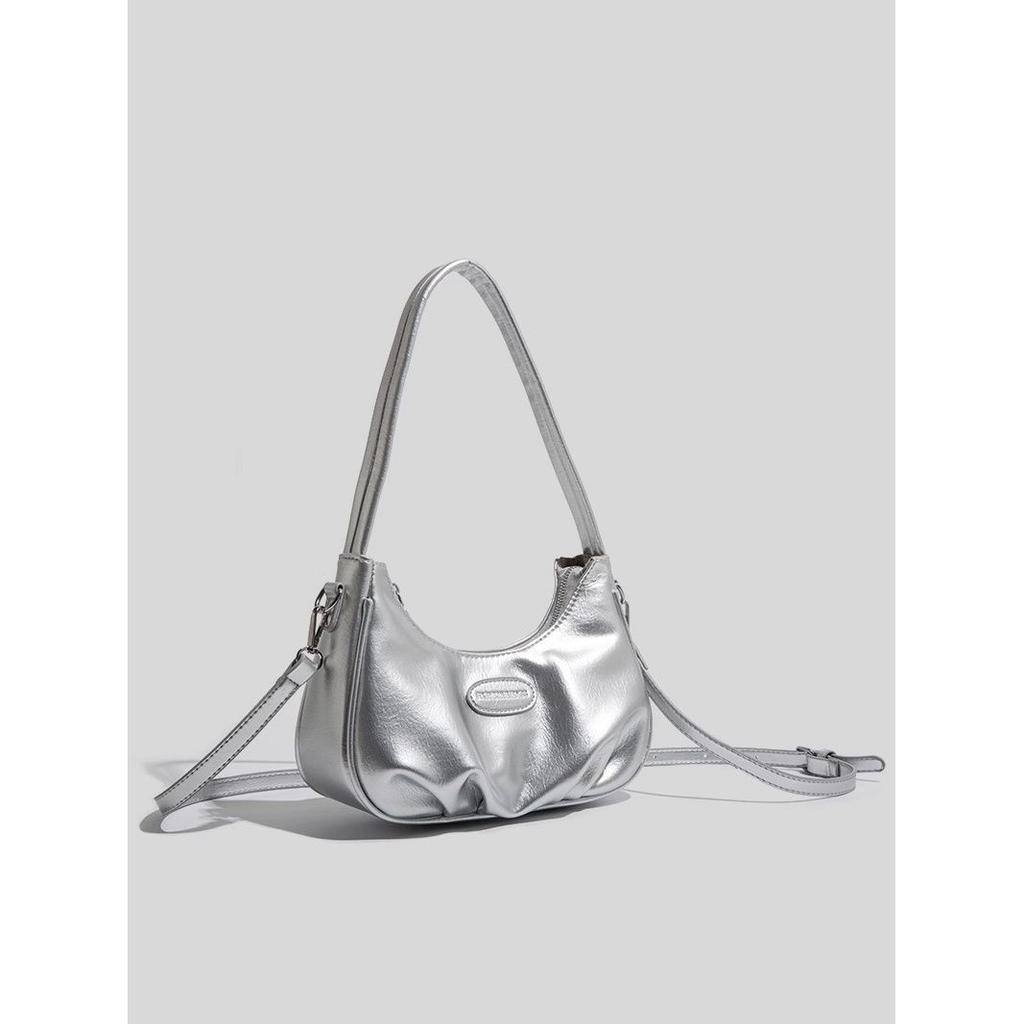 Niche Texture Underarm Bag Autumn and Winter Messenger Bag High-end Cloud Silver Crescent Bag Women's Shoulder Bag