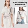 Fanny Packs for Women, Wide Strap Crossbody Bags, Leather Sling Belt Bag for Women, Trendy Waist Bags Waterproof for Party, Travel, Gift, White