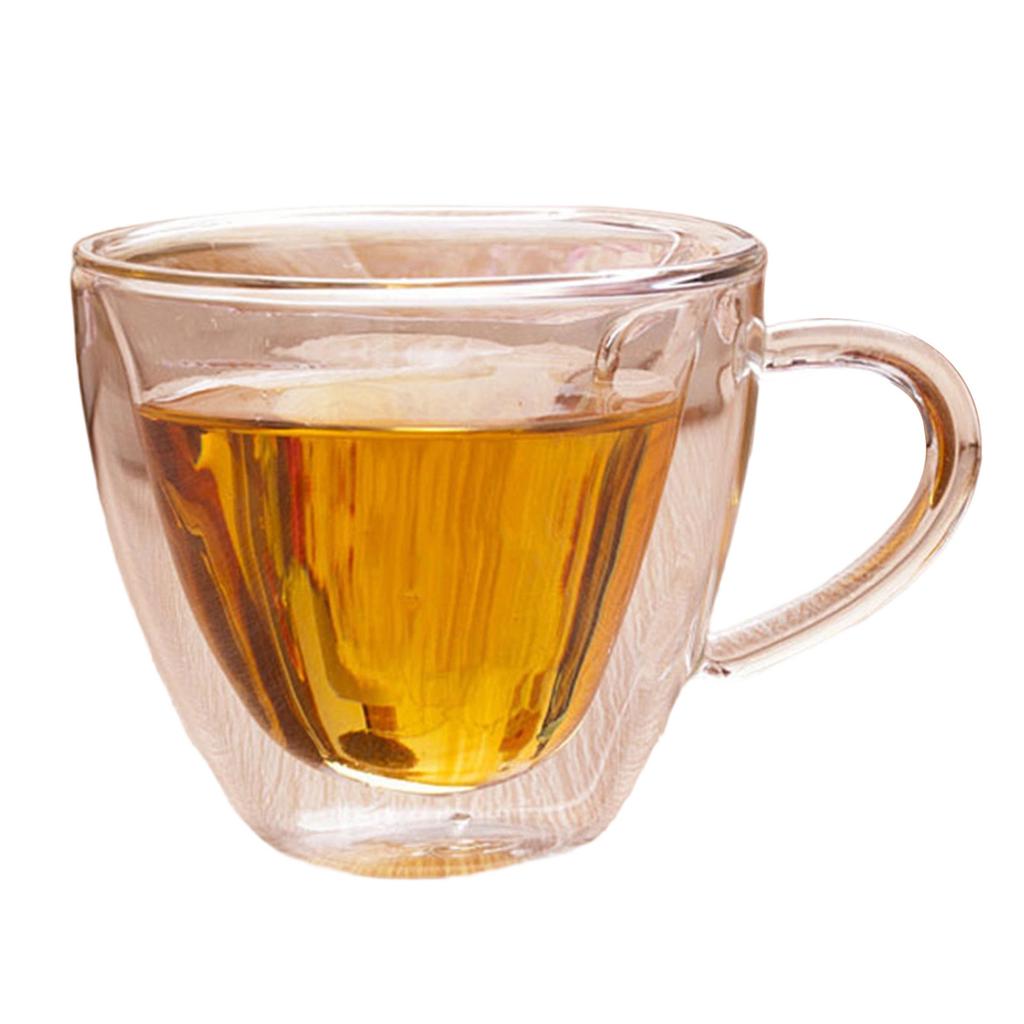 Elegant Heart Shape Clear Glass Cup Double Walled Insulation Coffee Mug with Handle Ideal For Couple Gift Or Daily Use