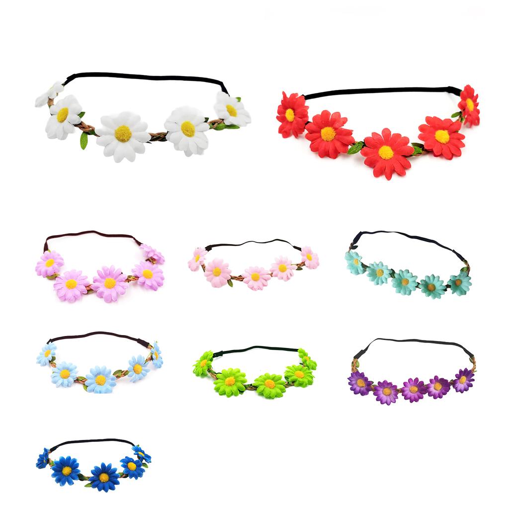 Unique Floral Wreath Daisy Hair Accessories Elastic Flower Headband Headwear For Festivals And Weddings Halloween Party