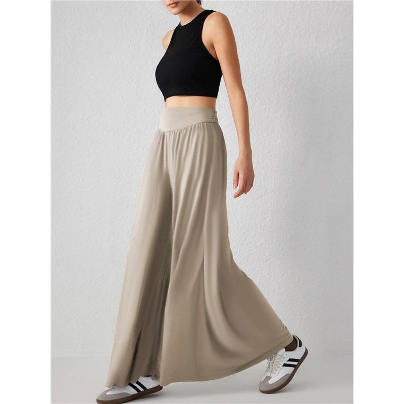 New Style Women's Summer Loose Dance Waist Trousers Drape Casual Solid Color High Waist Wide Leg Pants