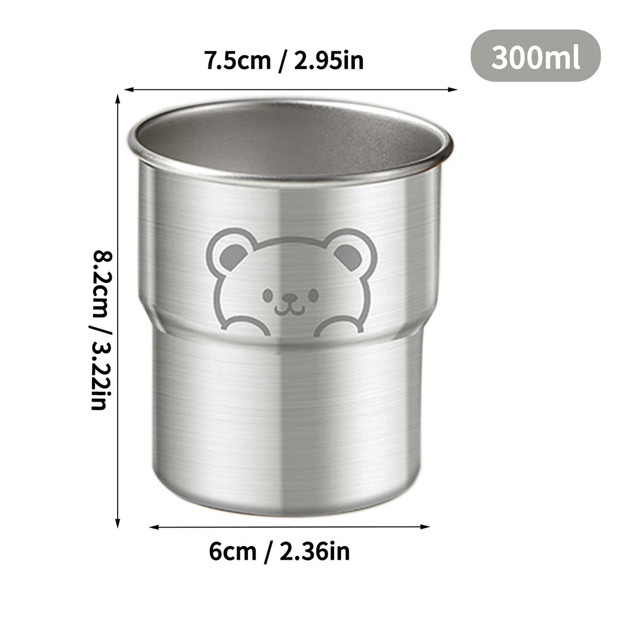 300ML Cute Little Bear Water Mug 304 Stainless Steel Coffee Cup With Wooden Anti Scald Pad Office Workers Tumbler 201-300ml серебряный