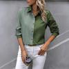 Women Long Sleeve Shirt Lapel Color Blocking Casual Tops Daily Wear Single Breasted Regular Fit