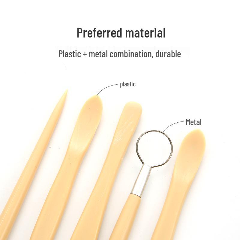 Ultra-Light Stone Pottery Clay Tools: 5-Piece Handmade Sculpting & Trimming Set