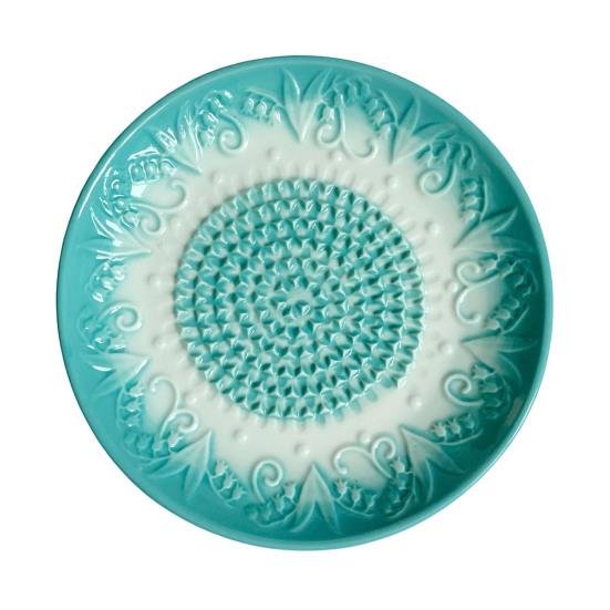 Geëmbosseerde Keramische Knoflookrasp, Vintage Patroon Gemberrasp Schijf voor Keuken, Multifunctionele Stamper voor Kaas Nootmuskaat