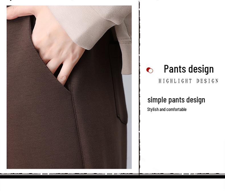 Autumn Women's Casual Sportswear Set: Wide-Leg Pants & Lapel Sweatshirt