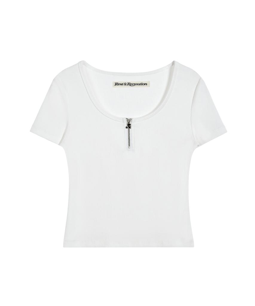 REST&RECREATION Half Zip-Up Top - White
