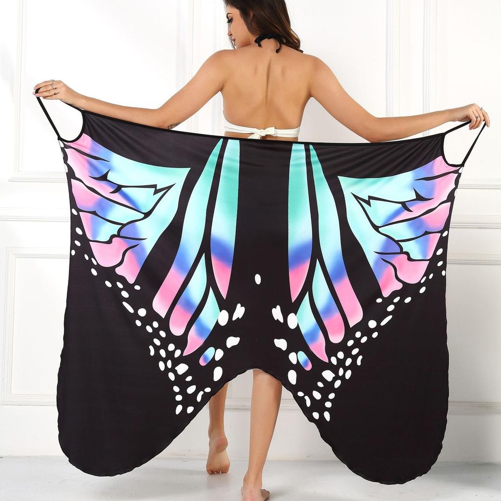 GMXIA Colorful Butterfly 3D Print Sexy and Comfortable Beach Cover Dress