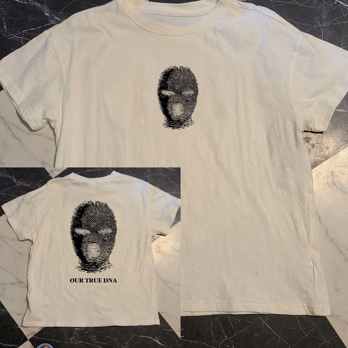 

Headband with Fingerprint Print Design Hip Hop American Streetwear Loose and Casual Roundneck Shortsleeved Tshirt M