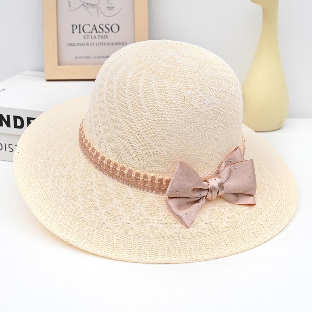 Summer new women's big edge straw hat bow breathable sunscreen sun hat outdoor UV protection sun hat
