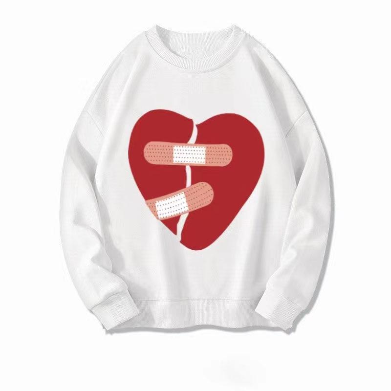 Love printing crew neck sweater niche design sense casual lazy wind velvet wholesale