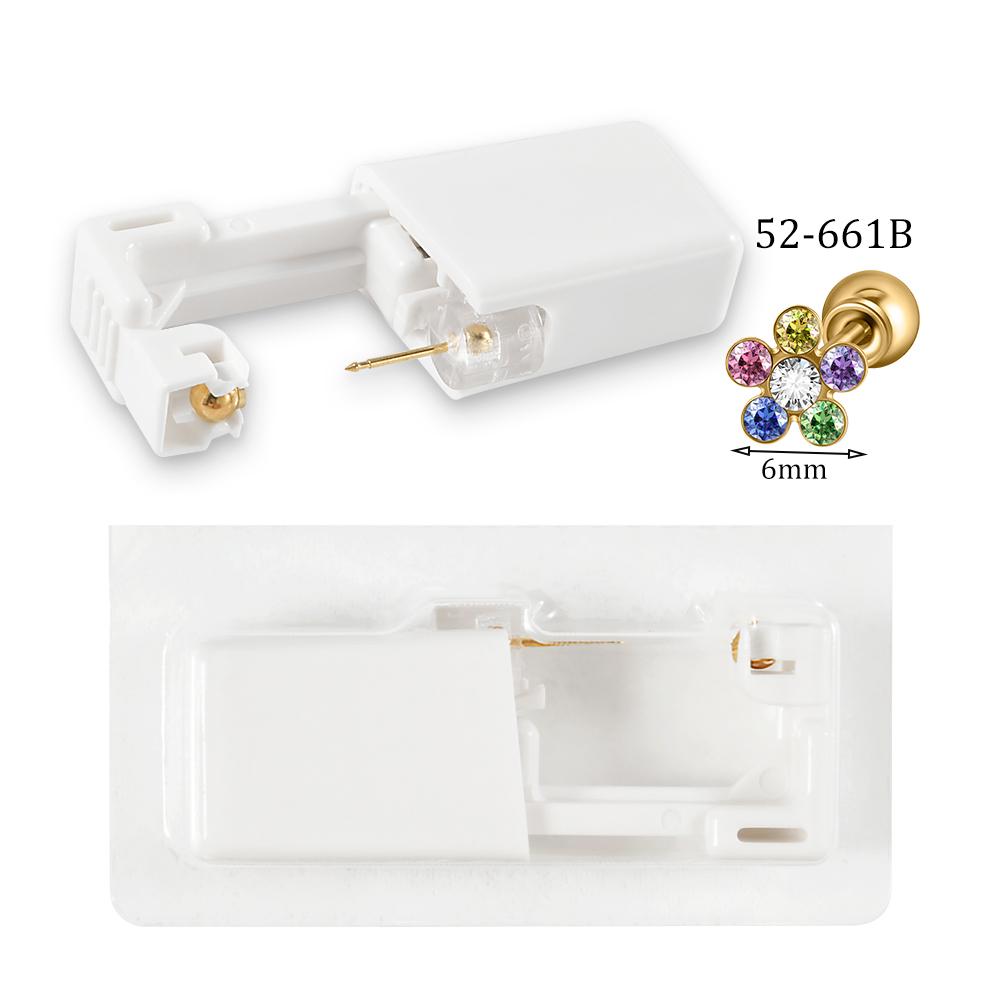 Easy To Use 24K Gold Plated Different Crystal Safe Ball Ear Piercing Gun Kit Disposable Disinfect Earring Piercer Machine Studs