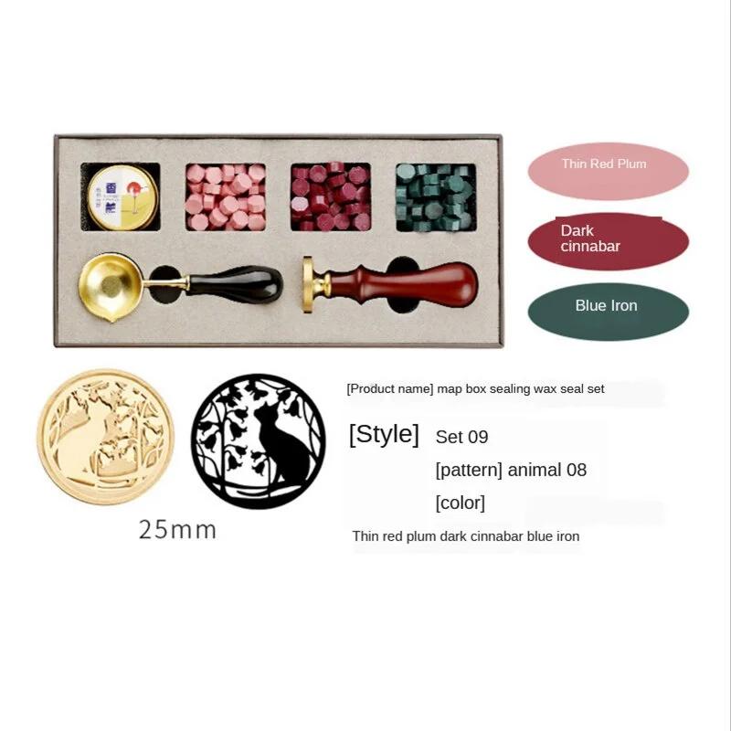 Francobolli fai-da-te Kit scatola sigillo di cera Set di cucchiai staccabili Set di perline di tenuta Busta Confezione regalo di nozze Cartolina