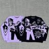 Y2K Harajuku Pullover Damen Winter Ästhetik Gestrickte Stickerei Anime Muster Pullover Street Style Paar Top