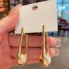 Luxury fashion Gold Color Unique Earrings Shell Pearl Hollow Drop Earrings Women Party Engagement Vintage Fashion Jewelry