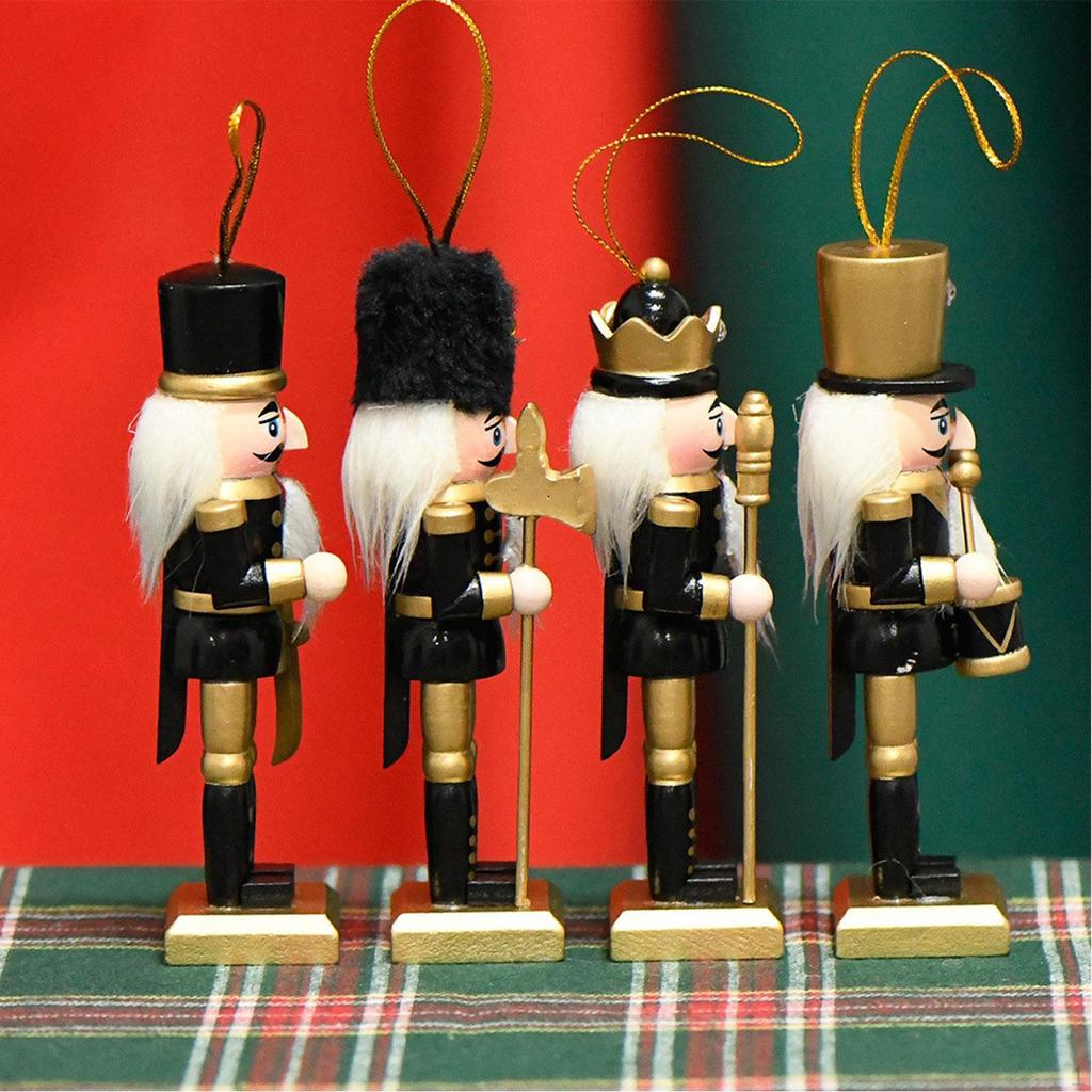 4 Pieces Christmas Nutcracker Hanging Ornaments Gift Arts Crafts Creative Wooden