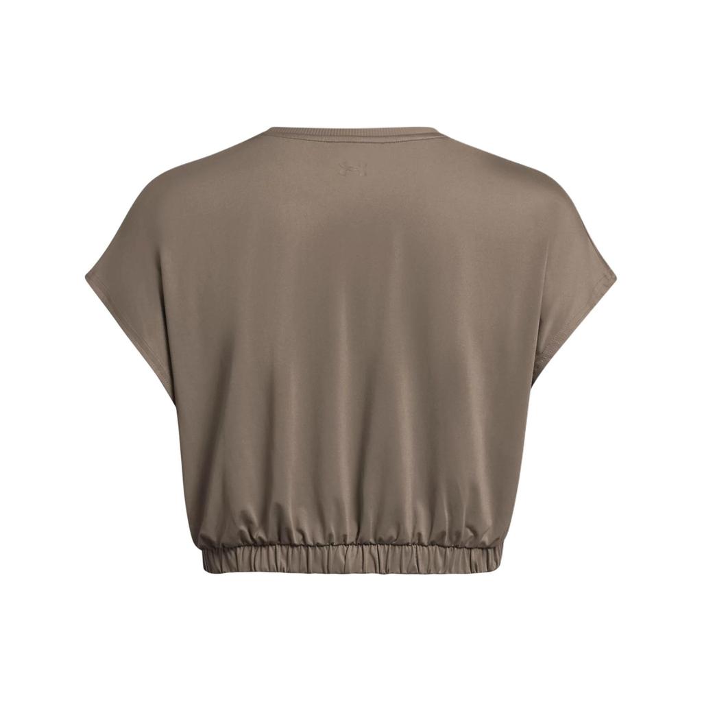 Under Armour UA Meridian Bubble Hem Crop Solid Color Short Sleeve T-Shirt Women Tops Linen 1384204-200