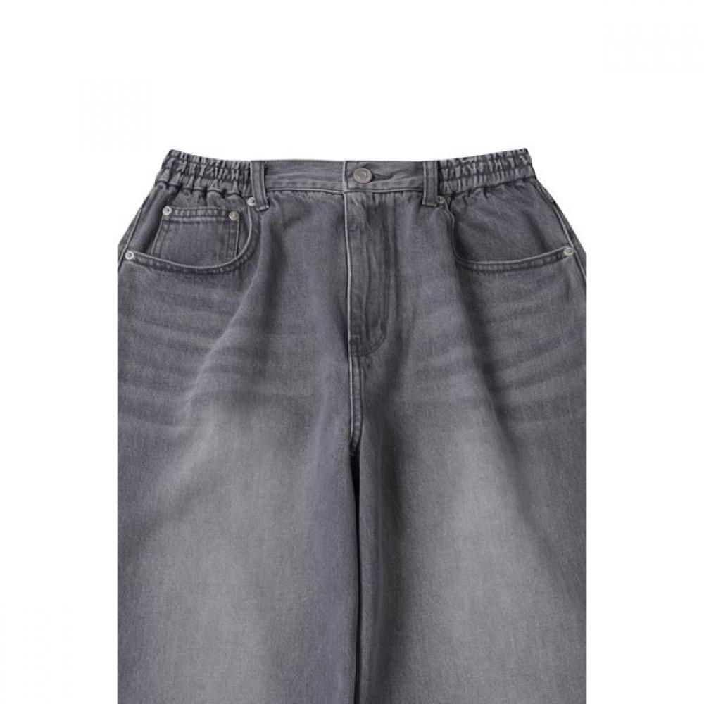 Customellow Gray Wide Fit Banding Jeans Cwpam25390gyl