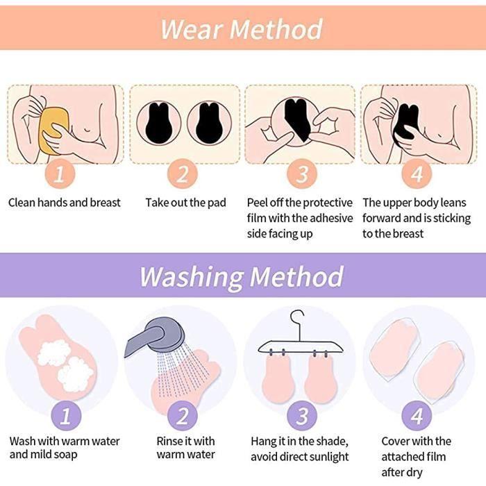 Selbstklebende Push-up BHs Trägerlose BHs Wiederverwendbar Unsichtbarer BH für Damen (Schwarz)