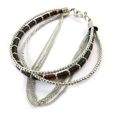 [N9224] - Ethnic Bracelet 'Kilimanjaro' Silver Brown