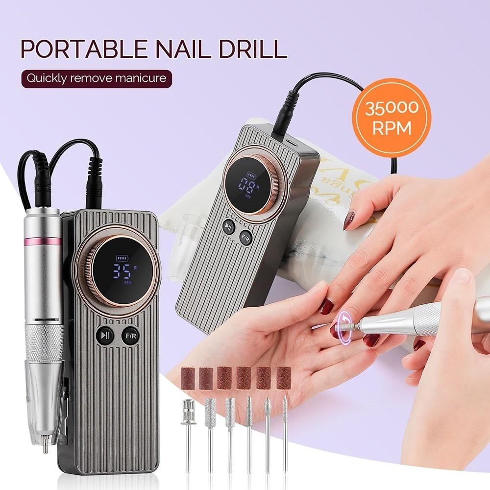 35000RPM Low Noise LCD Display Nails Beauty Tools Portable Nail Drill Exfoliation Remove Calluses Nail Removal Polisher