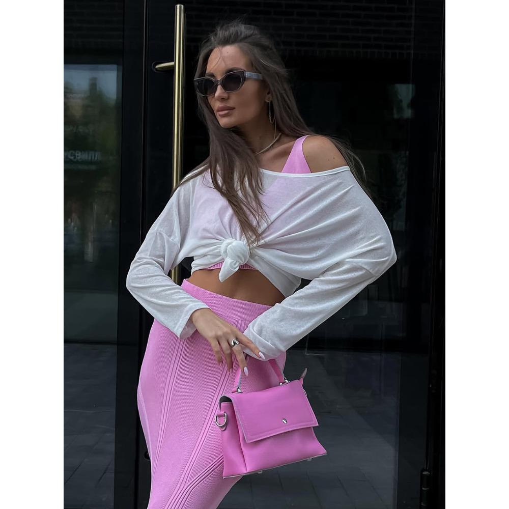 Hirsionsan 2025 Basic Lyocell T-Shirts Damen Frühling Sommer Langarm Locker Unterteile Damen Casual Gestrickt Weich Damen Tops